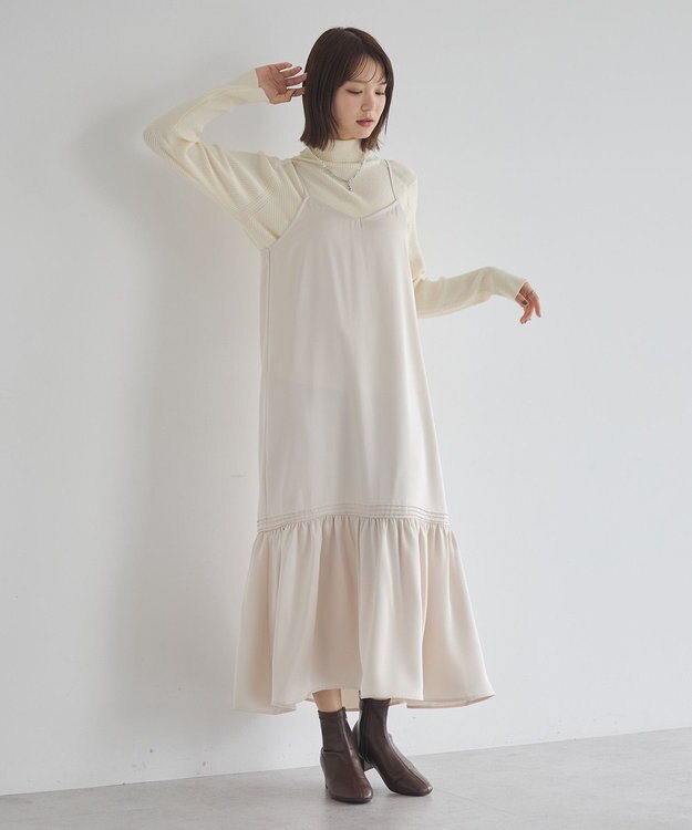 earth music&ecology アソートサテンキャミワンピース エクリュ