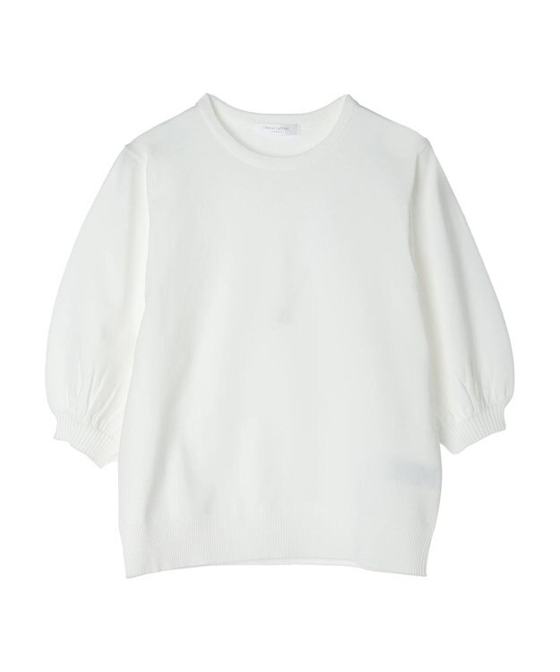 Green Parks パフ５分袖ニットプルオーバー Off White