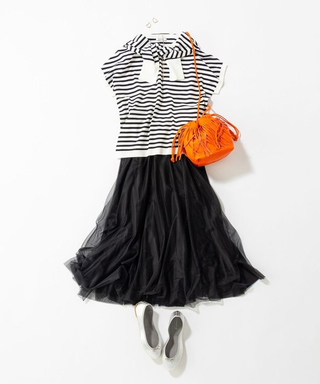 23区 【WEB限定/洗える】エアリーチュール スカート ブラック系