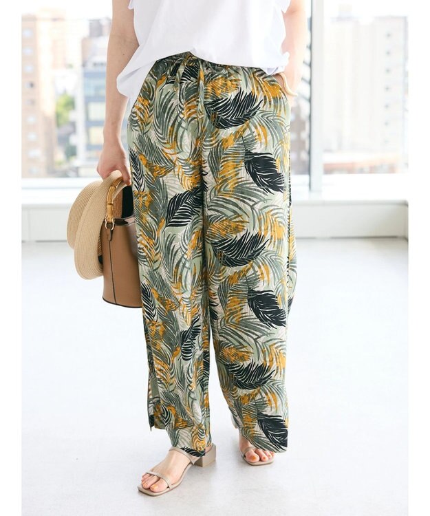 CRAFT STANDARD BOUTIQUE レーヨン柄プリントワイドパンツ Green