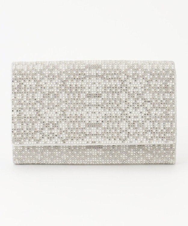 GRACE CONTINENTAL パターンラインストーンクラッチバッグ シルバー