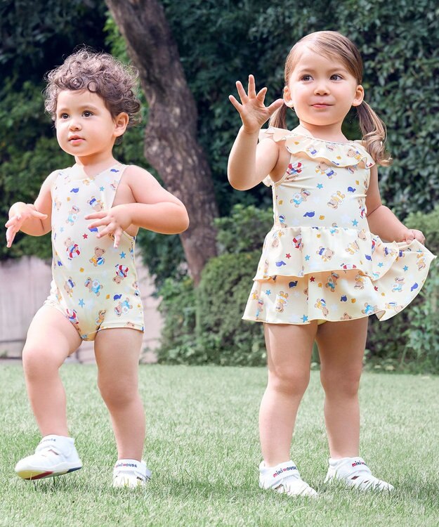 MIKI HOUSE HOT BISCUITS 【ミキハウス】【80-110cm】ミキハウスベア ワンピース水着 黄