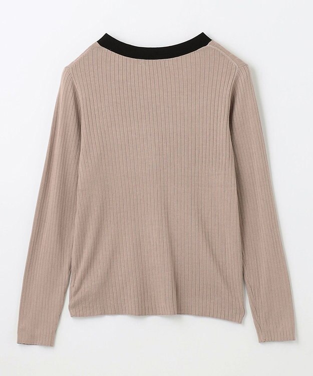 ANY 【洗える】Vネック リブニット ブラウン系1