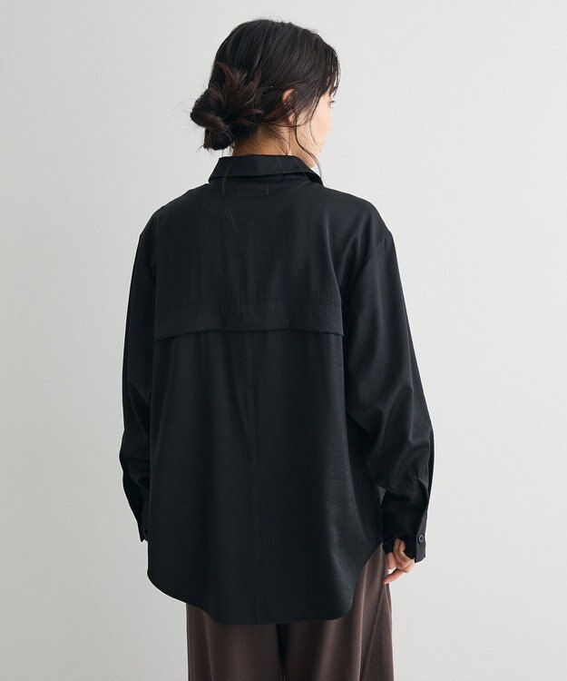 CRAFT STANDARD BOUTIQUE オーバーサイズサテンシャツ Black