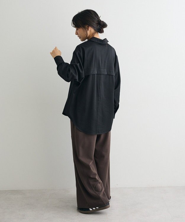 CRAFT STANDARD BOUTIQUE オーバーサイズサテンシャツ Black