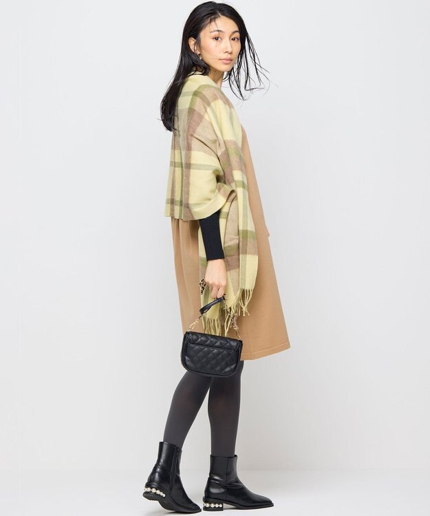 組曲 ウールチェックストール イエロー系