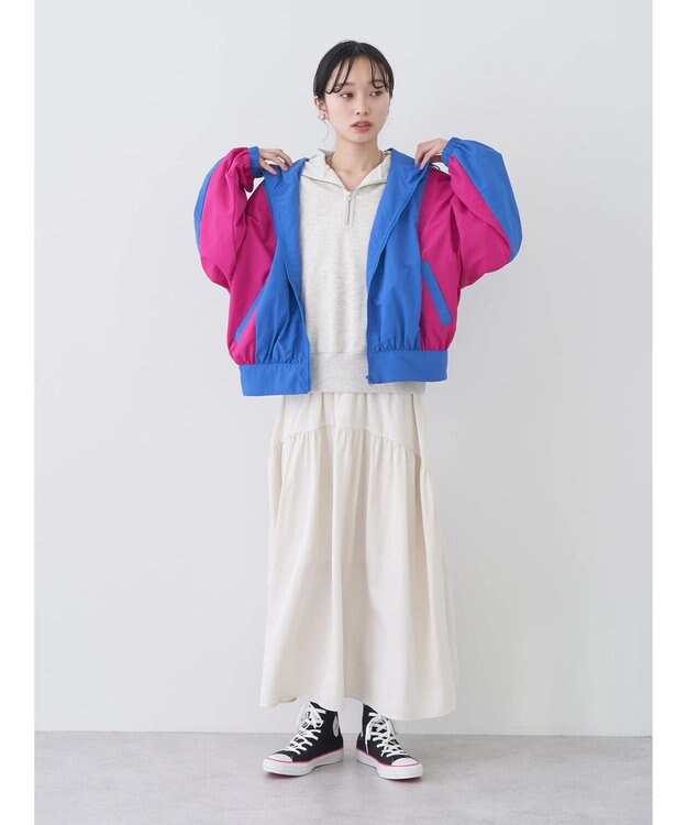 earth music&ecology コクーンギャザー切替ブルゾン Deep Blue