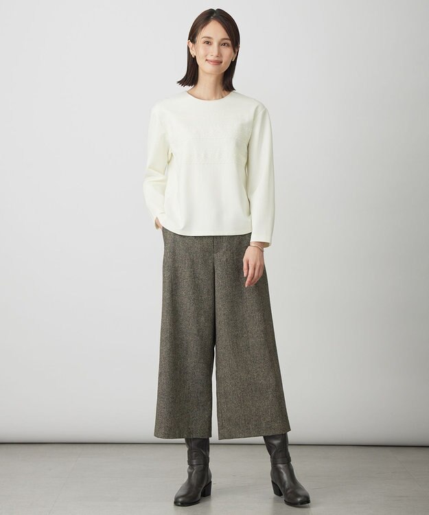 J.PRESS LADIES S アモーレポンチ レース カットソー オフホワイト系