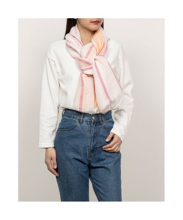 UNBILLION カカトゥ kakatoo / ストライプリネンストール オレンジ