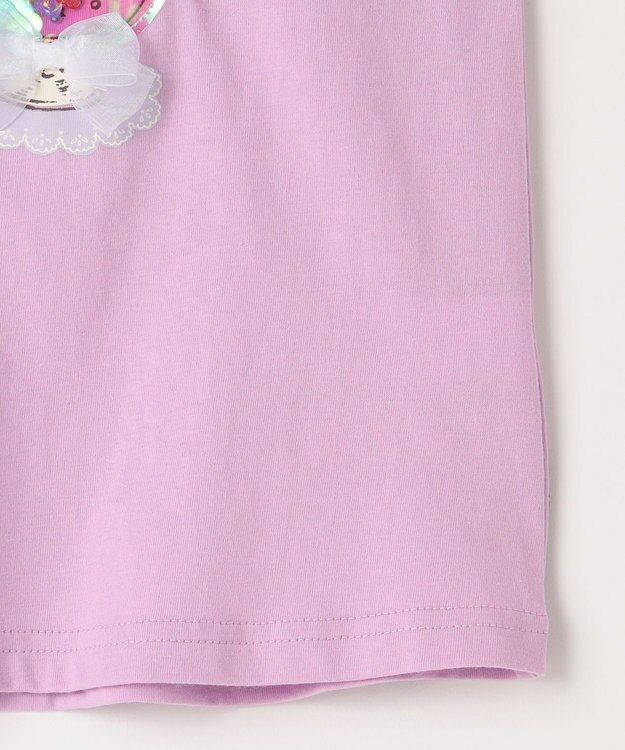 ANY KIDS シャラシャラ ビーズ入り Tシャツ ライラック×ウサギ