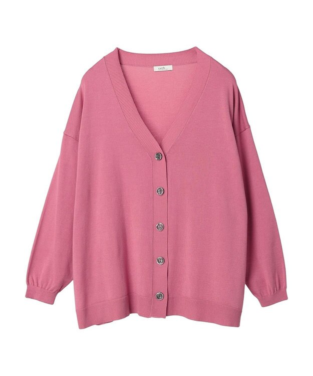 earth music&ecology サイドスリットルーズＶネックカーディガン Pink