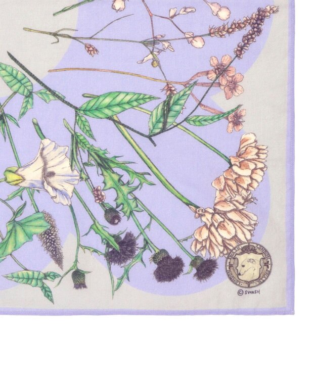 MOONBAT SWASH LONDON フラワープリント コットン スカーフ ラベンダー