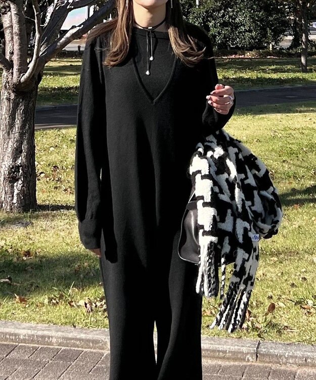 Green Parks ニットサロペット Black