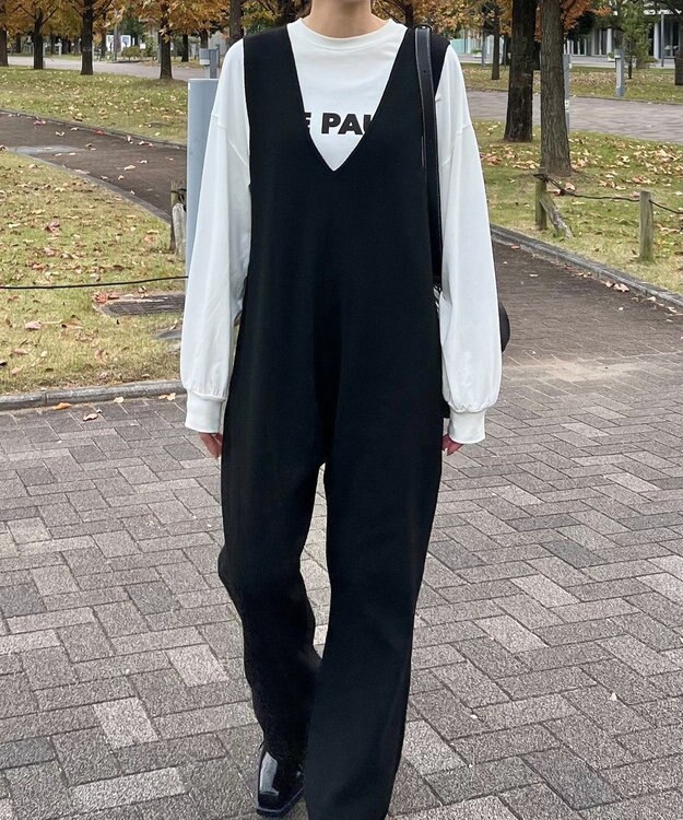 Green Parks ニットサロペット Black