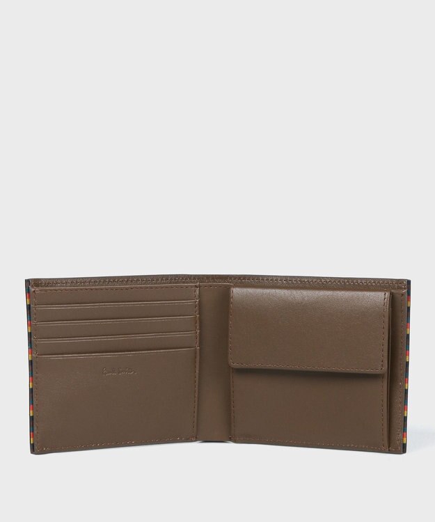 Paul Smith ブライトストライプトリム 2つ折り財布 ブラウン