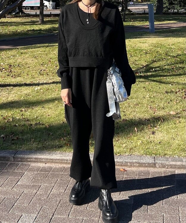 Green Parks ニットサロペット Black