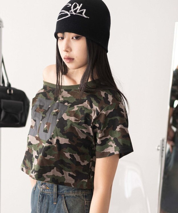 WEGO 2WAYオフショルショートT 柄4