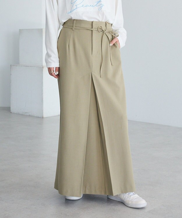 CRAFT STANDARD BOUTIQUE フロントタックロングスカート Light Khaki