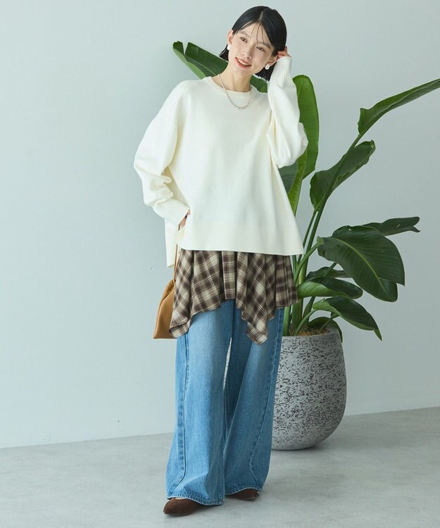 AMERICAN HOLIC 【WEB限定】バイパチサイドスリットニットプルオーバー Ivory