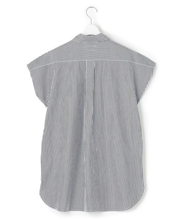 J.PRESS YORK STREET 【WOMEN】キャップスリーブ ストライプブラウス ブラック系1