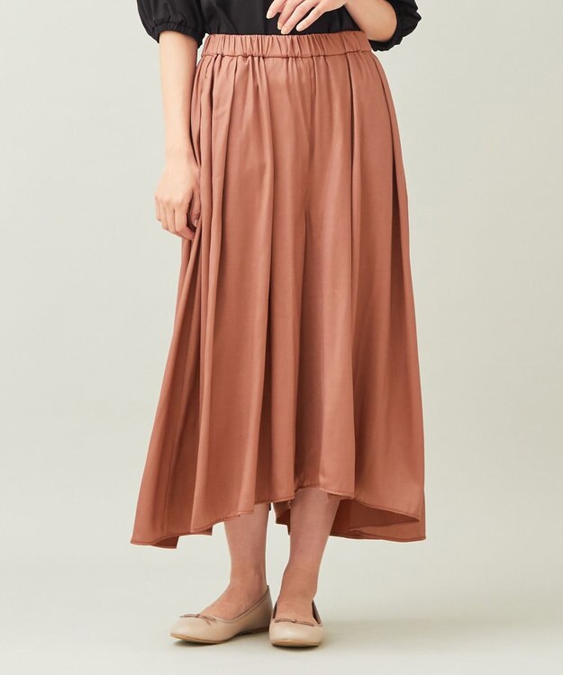 ANY 【ウエストゴム】ダルサテン スカーチョ コーラル