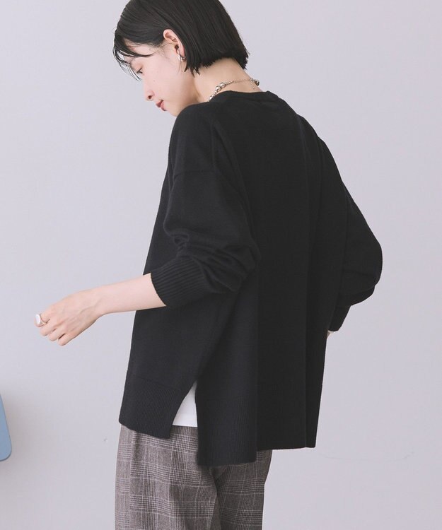 AMERICAN HOLIC 【WEB限定】バイパチサイドスリットニットプルオーバー Black