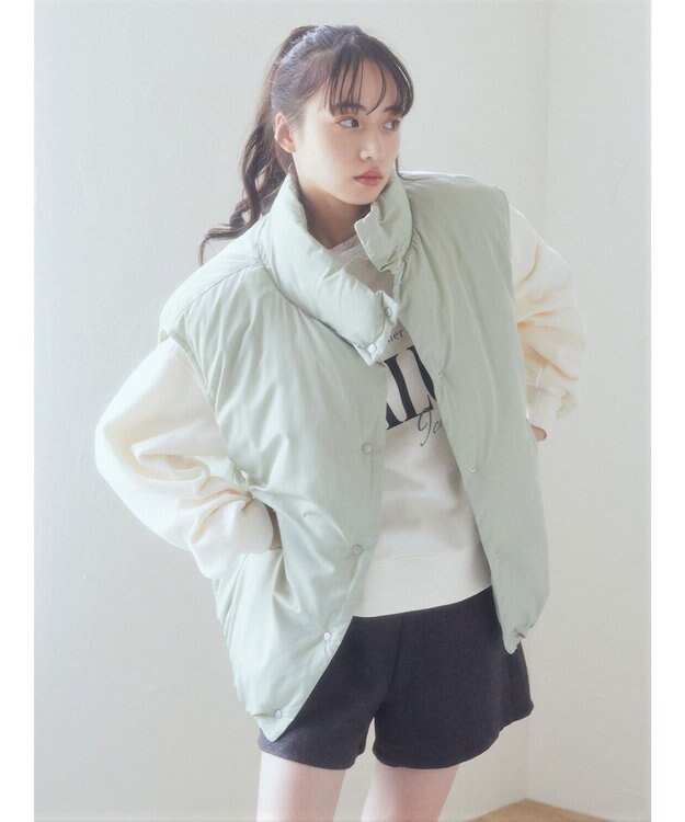 earth music&ecology パファーベスト Light Green