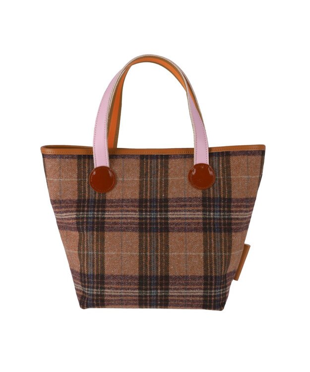 tsumori chisato CARRY ウールチェック ハンドバッグ ピンク