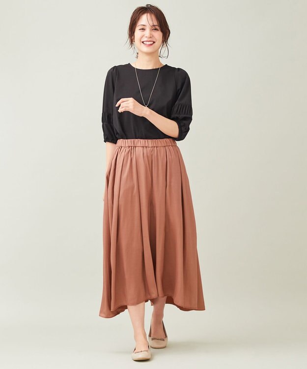 ANY 【ウエストゴム】ダルサテン スカーチョ コーラル