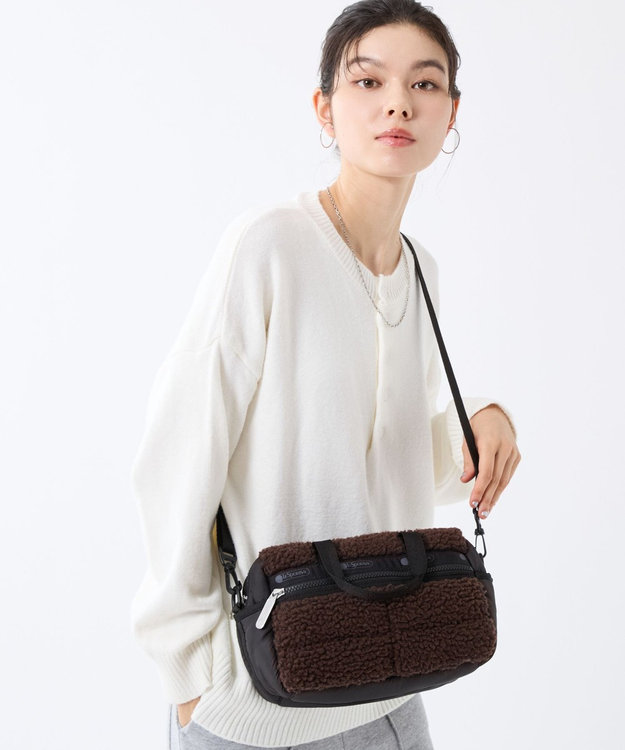 LeSportsac PUFFY MINI DUFFEL/ダークチョコレートシェルパ ダークチョコレートシェルパ