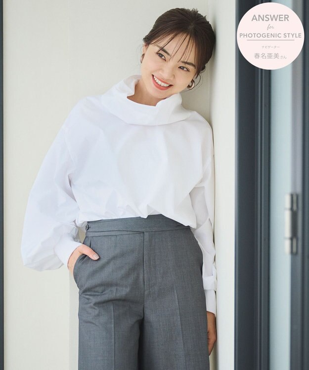 #Newans リラックスフィットタートルネックブラウス ホワイト