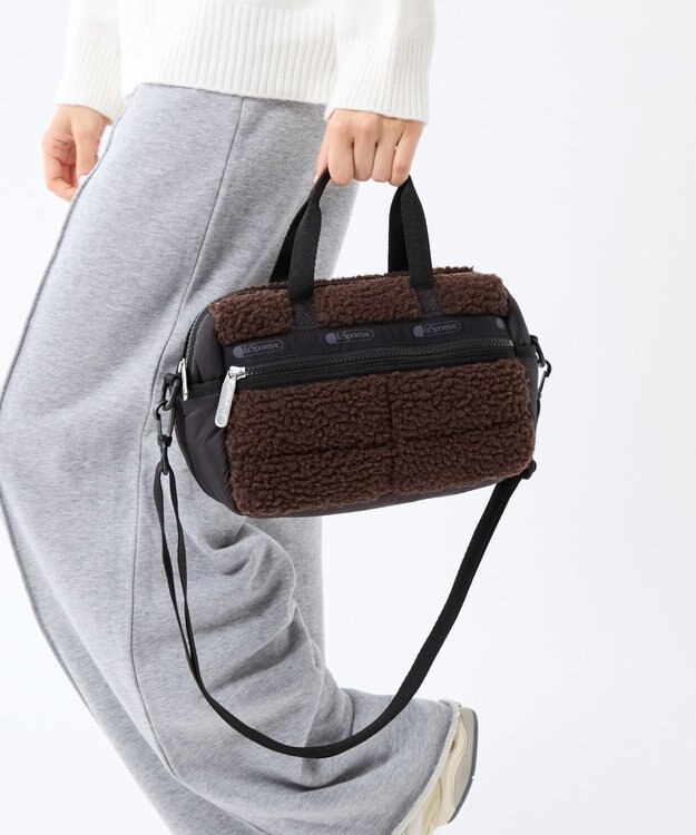 LeSportsac PUFFY MINI DUFFEL/ダークチョコレートシェルパ ダークチョコレートシェルパ