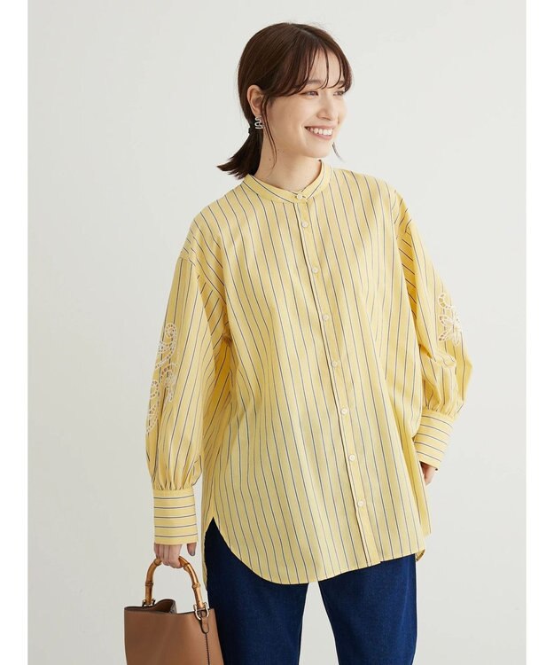 Green Parks 袖刺繍シャツチュニック Yellow