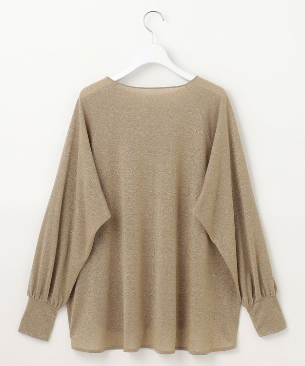 自由区 L 【洗える】ラメシアー トップス ベージュ