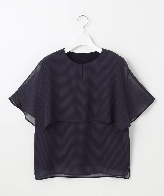 J.PRESS LADIES 【洗える】シアーサッカーチェック カットソー ネイビー系