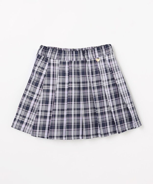 ANY KIDS チェックプリーツスカパン ネイビー