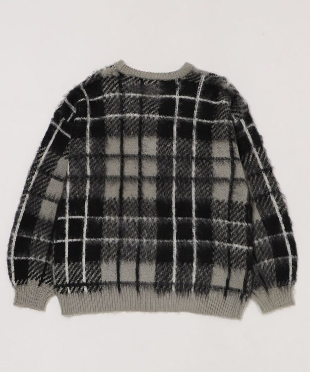 WEGO 【2025年秋冬新作】シャギーパターンニットBIGプルオーバー グレーチェック1