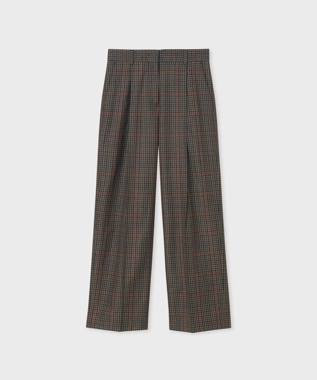 Paul Smith クラシックガンクラブチェック ワイドタックパンツ ブラウン