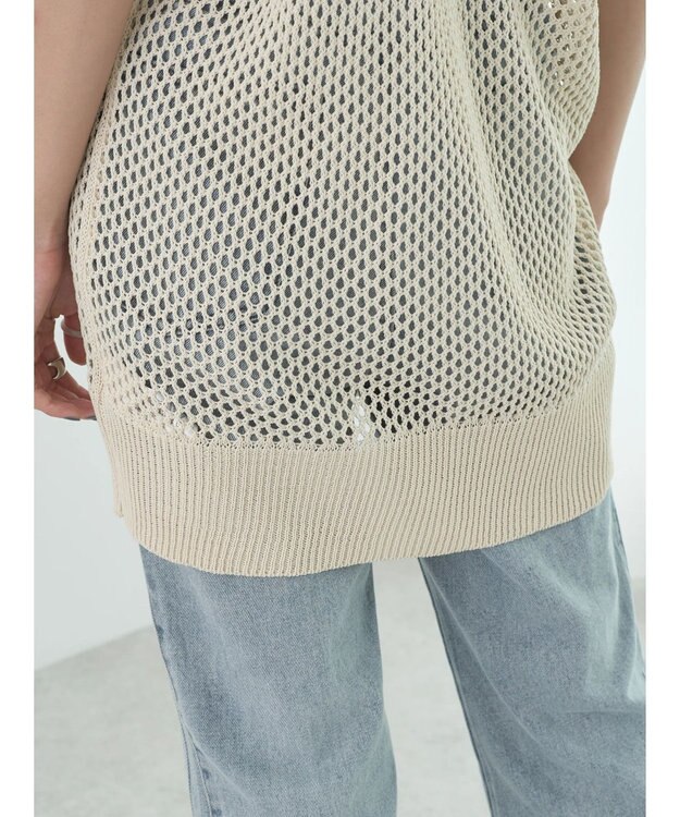 earth music&ecology Ｖネックメッシュベスト Ivory