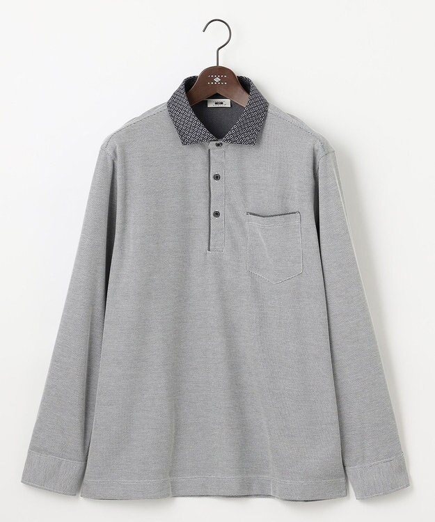 JOSEPH ABBOUD 【キングサイズ・消臭などの高機能】オーガニックコットン ダディ 長袖 ポロシャツ グレー系