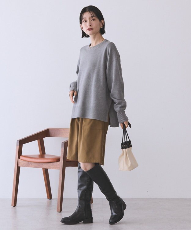 AMERICAN HOLIC 【WEB限定】バイパチサイドスリットニットプルオーバー Light Gray Mixture