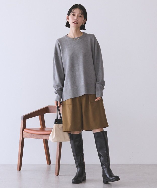 AMERICAN HOLIC 【WEB限定】バイパチサイドスリットニットプルオーバー Light Gray Mixture