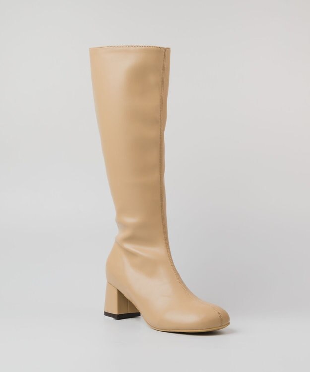 BONTRE 【PRECIEUX JOUET/プレシュウジュエ】オブリークジップロングブーツ ベージュ