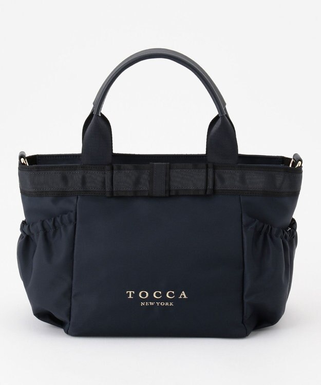 TOCCA DUAL RIBBON NYLON TOTE M トートバッグ M ネイビー系
