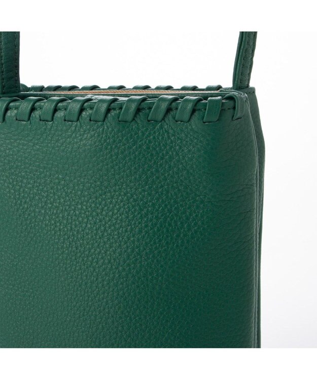 UNBILLION perche 牛革ソフト3層かがりショルダーバッグ グリーン