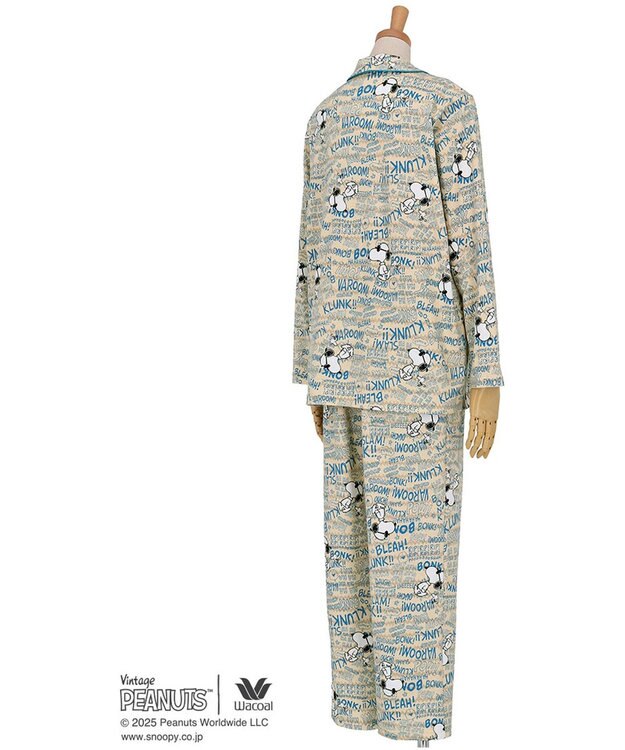 WACOAL ワコール_リラックス＆スリープ パジャマ 長袖 長ズボン オーガニックコットン100%(本体) PEANUTS スヌーピー レディース FDX552 /ワコール クリーム