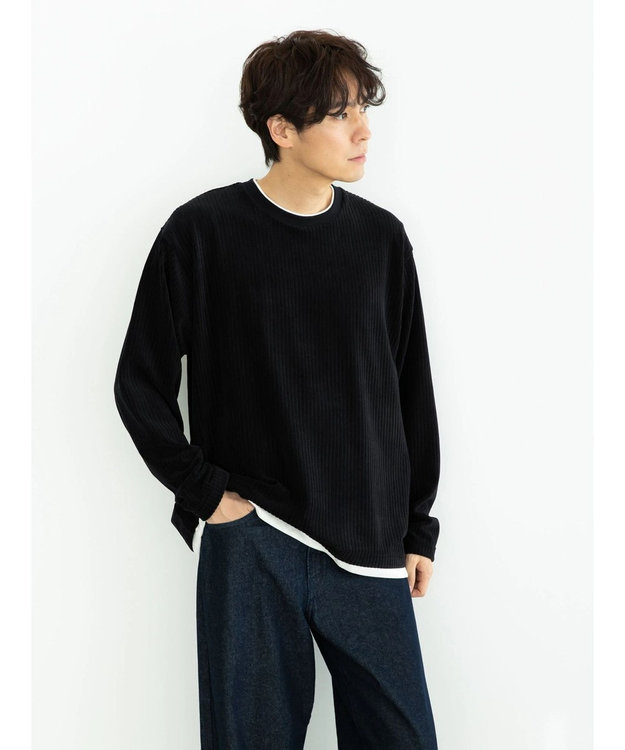 CRAFT STANDARD BOUTIQUE カットコールフェイクレーヤードプルオーバー Black