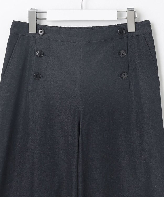 J.PRESS LADIES 【洗える・接触冷感・UVケア・吸水速乾・防透け】麻シェルドライ ワイドストレート マリン パンツ ネイビー系