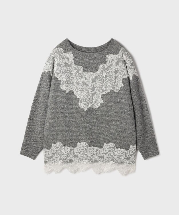 GRACE CONTINENTAL レースドルマンニットトップ グレー