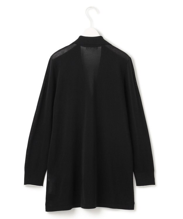 ICB 【洗える】ドライコットンアセテート ニットジャケット ブラック系